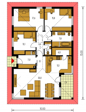 Plan de sol du rez-de-chaussée - BUNGALOW 188